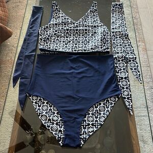 Navy and White Reversible Bikini